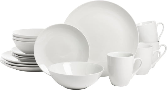 10 Strawberry Street Simply Coupe 16 Piece Dinnerware Set. White - SM-1600-CP-SW